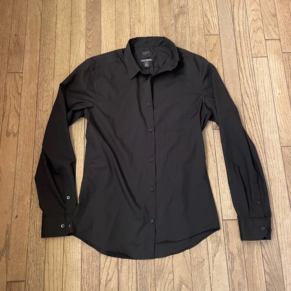 H&M black button front dress shirt size Medium